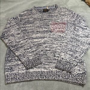 Stylish Blue and White Crewneck Sweater with Pocket: PERFECT CONDITION